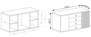 Komoda na nohách 2D4S BARBUS dub artisan/černá