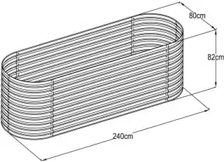 vyvýšený záhon plechový OVÁL 240x80x82cm