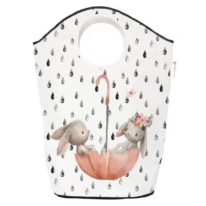 Koš na prádlo a hračky Forest School-Bunnies in the Rain (60l)