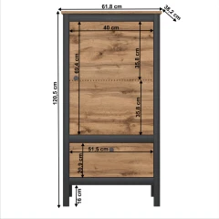 Komoda 1D1S/60, dub wotan/černá, LOFTA