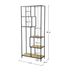 Regál, černá/dub, BILOTE TYP 3