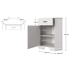 Rohová komoda, woodline krém, TIFFY 1D1S