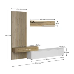 Obývací stěna, bílá/dub artisan, REBEKA PLUS