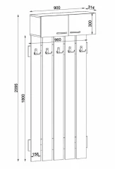 Věšák s horní skříňkou KMENTA bílá