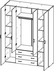 Skříň Sid 4d3s bílý lesk/bílá