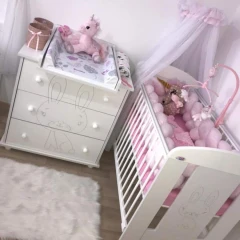 Dětská postýlka New Baby Králíček se šuplíkem bílá