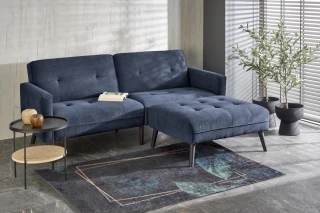 CORNELIUS sofa rozkładana z funkcją narożnika niebieska (1p=1szt)