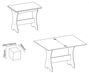 Jídelní rohový SET CORNER bílá/šedá látka