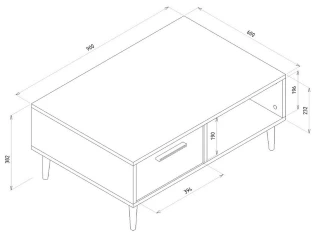 Konferenční stolek MEBAR sapphire/černá