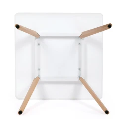 Jídelní stůl 80x80x74 cm, MDF, bílý matný lak, masiv buk DT-312 WT