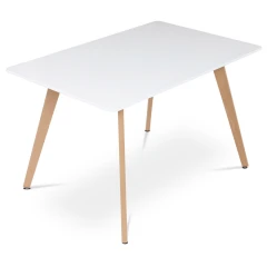 Jídelní stůl 120x80x74 cm, MDF, bílý matný lak, masiv buk DT-313 WT