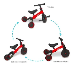 Dětská multifunční tříkolka 3v1 červená KABH1794