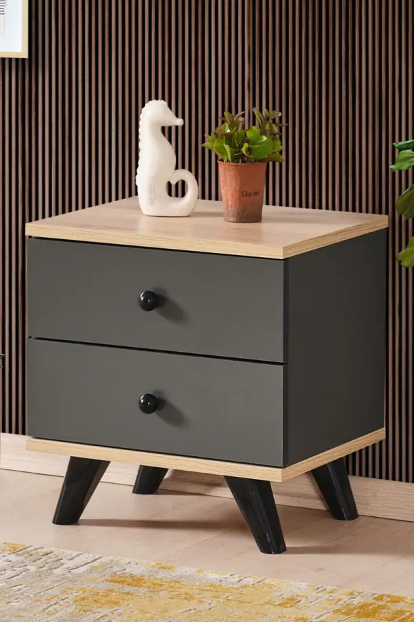 Casarredo PERHO noční stolek na nožičkách, dub Sonoma/grey