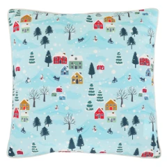 Polštář sametový s výplní, modrý - barevný vzor, 100% polyester, 45 x 45 cm. UBR104-1