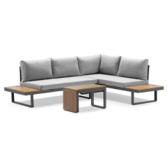 Zahradní set, hliníková variabilní sestava se stolkem, polywood tmavě hnědá barva AZS-G1925 GREY