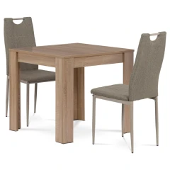 Jídelní set 1+2, stůl 80x80 cm, MDF dub sonoma, židle cappuccino látka a lak B080SONDCL393CAP