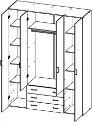 Skříň Sid 4d3s bílá/bílá