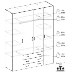 Skříň Sid 4d3s bílá/bílá