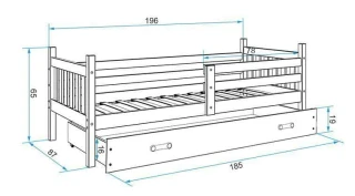 Postel Carlo 80x190 bílá/modrá