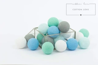 Bavlněné svítící LED kuličky Cotton Balls - mint pastel