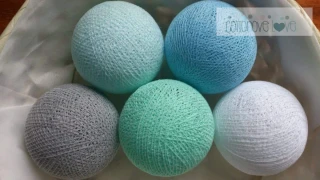 Bavlněné svítící LED kuličky Cotton Balls - mint pastel