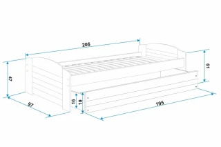 Postel Lizzie 90x200 bílá/bílý pásek č.3