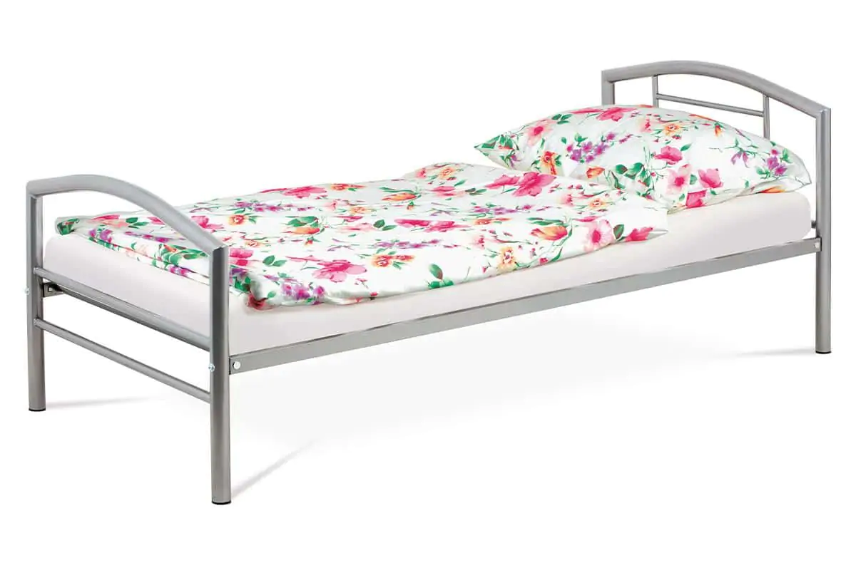 Autronic Postel jednolůžková 90x200, kov šedý lesk BED-1900 SIL