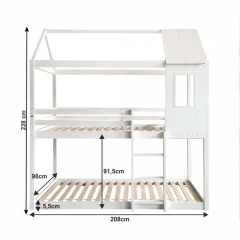 Montessori patrová postel, bílá, 90x200, Atrisa