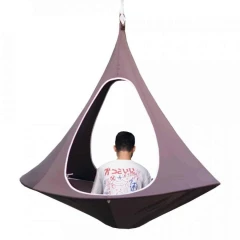 Závěsné houpací křeslo, šedohnědá TAUPE, KLORIN NEW TYP 2 BIG SIZE CACOON HAMMOCK