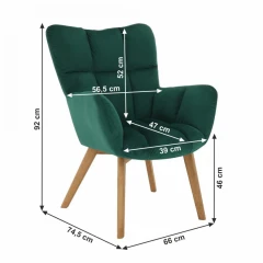 Designové křeslo, smaragdová/dub, FONDAR