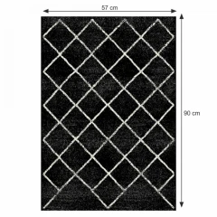 Koberec, černá/vzor, 57x90 cm, MATES TYP 1