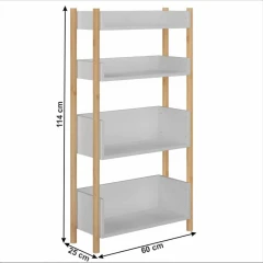 4-poličkový regál, přírodní bambus/bílá, BALTIKA TYP 3