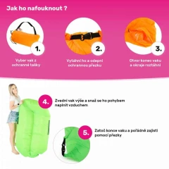 Nafukovací sedací vak/lazy bag, zelená, LEBAG