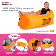 Nafukovací sedací vak/lazy bag, oranžová, LEBAG