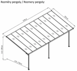 BRUCE J pergola - ŠEDÝ polykarbonát