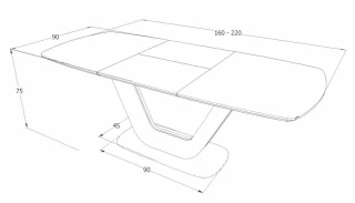 Jídelní stůl rozkládací 160x90 ARMANI ceramic bílý mramor/černý mat