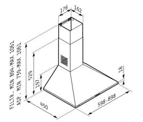 Odsávač par SQUARE LUX CHIMNEY 60 inox