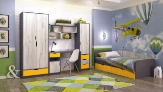 Postel 90x200 DISNEY dub kraft bílý/šedý grafit/žlutá