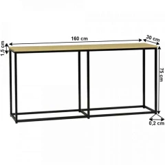 Konzolový stolek v industriálním stylu, dub / černá, BUSTA