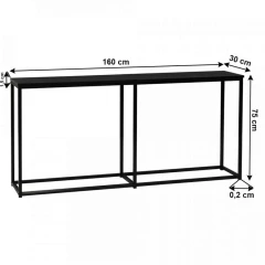 Konzolový stolek v industriálním stylu, tmavě šedá grafit / černá, BUSTA