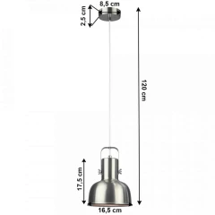 Visící lampa v retro stylu, kov, matný nikl, AVIER TYP 3