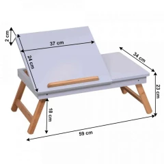 Příruční stolek na notebook / držák na tablet, bílá / přírodní bambus, MELTEN