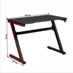 Herní stůl / počítačový stůl, černá / červená, MACKENZIE 100cm