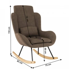 Houpací křeslo, světlehnědá látka / dřevo, HARPER