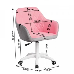Kancelářské křeslo, látka růžová / šedá / bílá, Santy