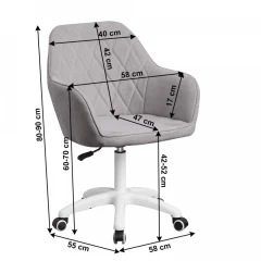 Kancelářské křeslo, látka šedá / bílá, Santy