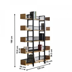 5-policový regál, černá, akácie, KILIS TYP 2