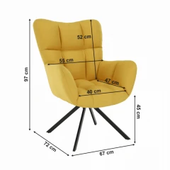 Designové otočné křeslo KOMODO - žlutá/černá č.7