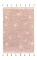 Bio koberec kusový, ručně tkaný Hippy Stars Vintage Nude růžová