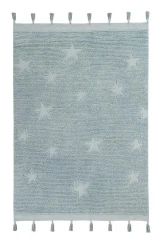 Bio koberec kusový, ručně tkaný Hippy Stars modrá